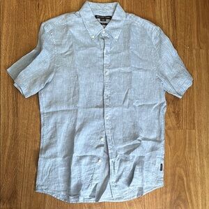 Michael Kors Blue Linen Casual Shirt